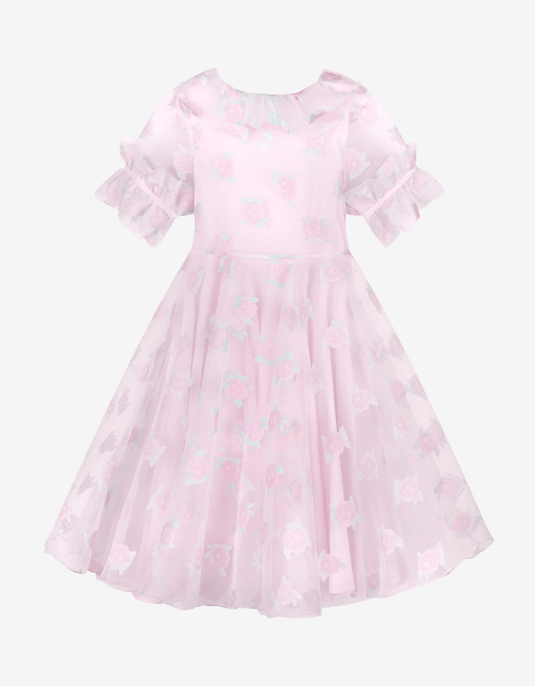 Girls Micro Flowers Princess Dress in Pink