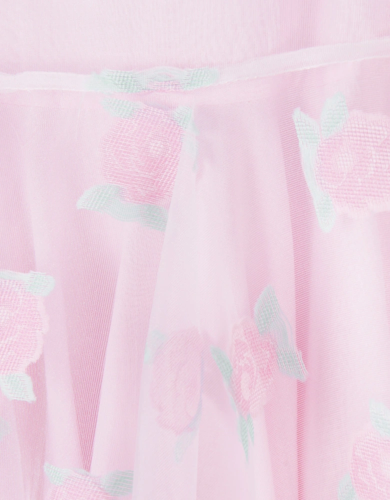 Girls Micro Flowers Princess Dress in Pink