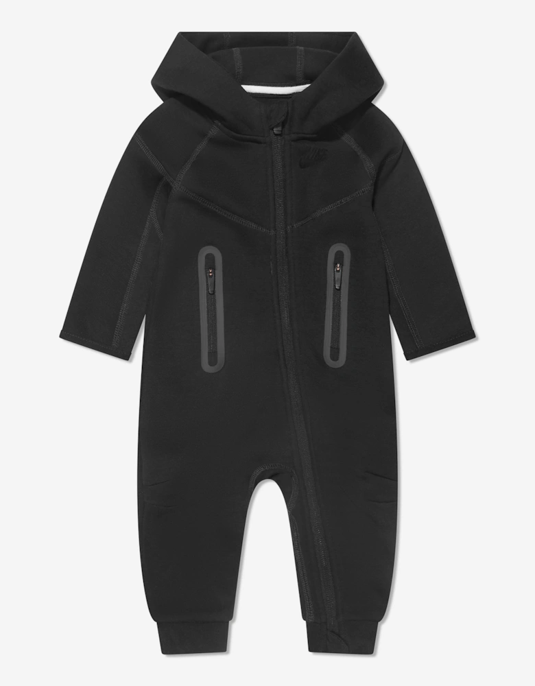 Baby Boys Tech Fleece Hooded Coverall in Black