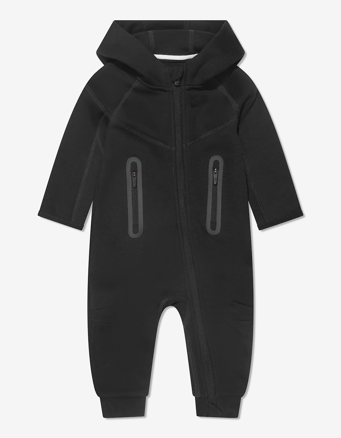 Baby Boys Tech Fleece Hooded Coverall in Black, 5 of 4