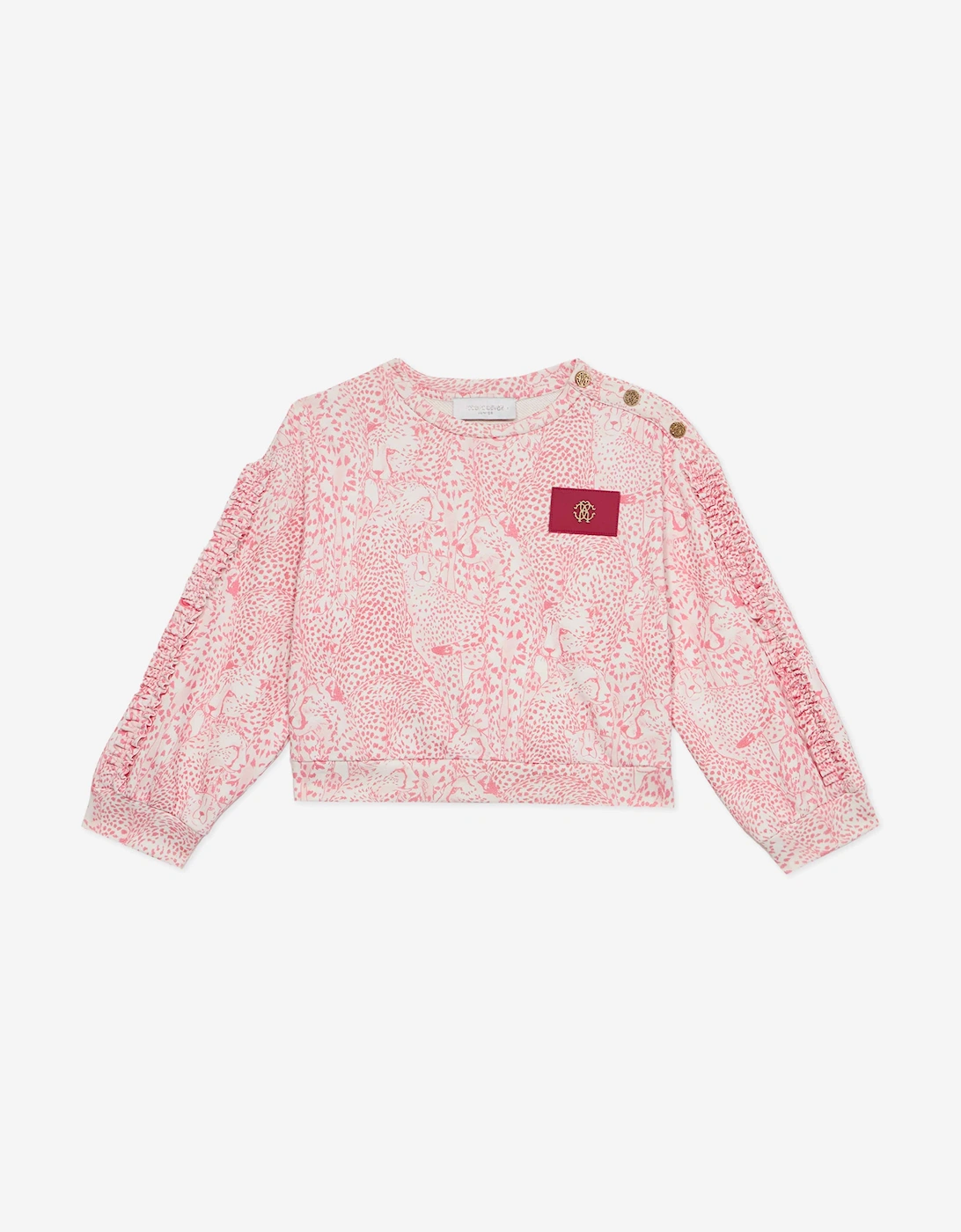 Roberto Cavalli Girls Pink  Branded Sweatshirt  - Size 8 Years Kids