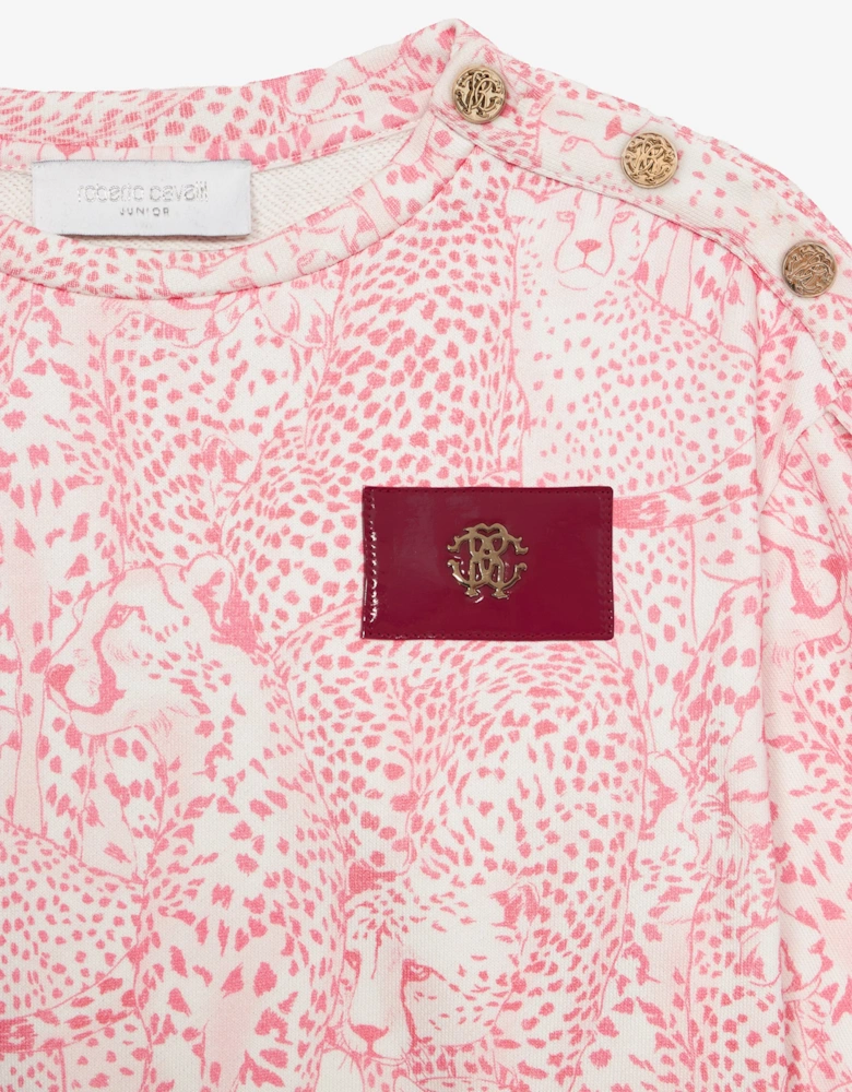Girls Branded Sweatshirt in Pink