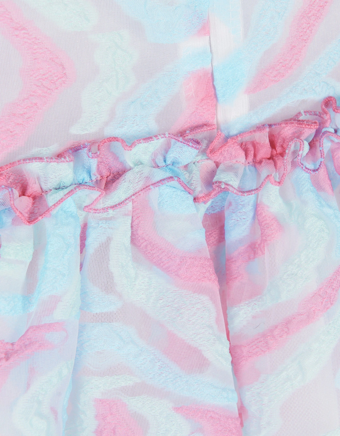Girls Abstract Curve Organza Dress in Blue