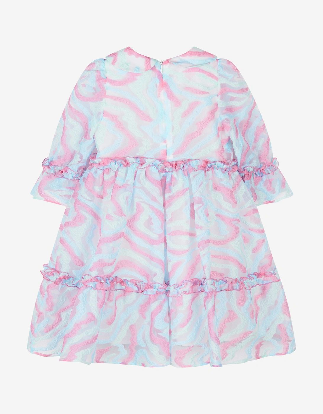 Girls Abstract Curve Organza Dress in Blue