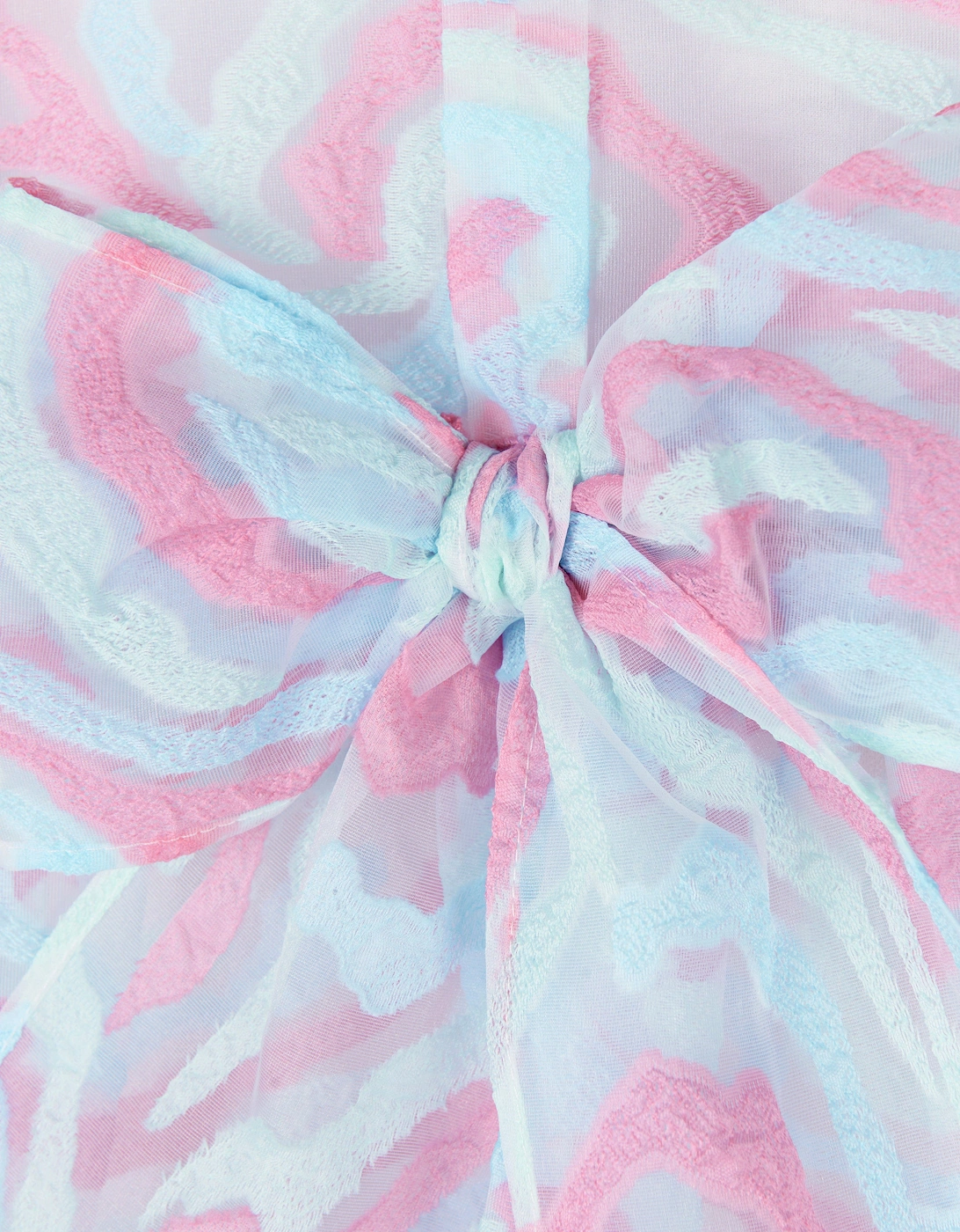 Girls Abstract Curve Organza Dress in Blue