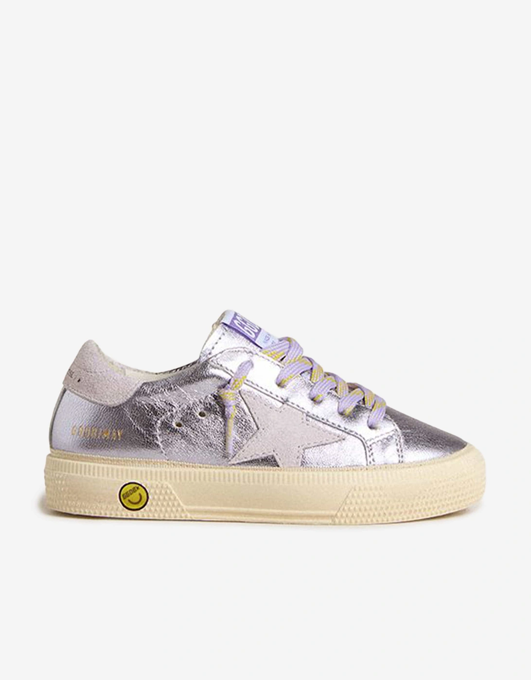 Girls Laminated Leather May Trainers in Purple, 5 of 4
