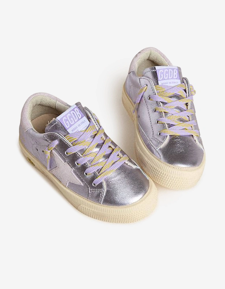 Girls Laminated Leather May Trainers in Purple