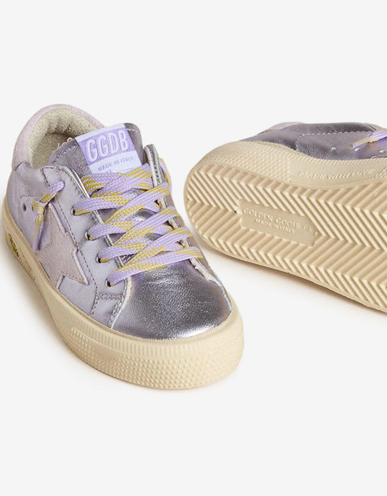 Girls Laminated Leather May Trainers in Purple