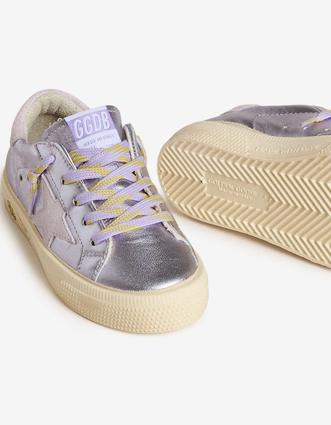 Girls Laminated Leather May Trainers in Purple