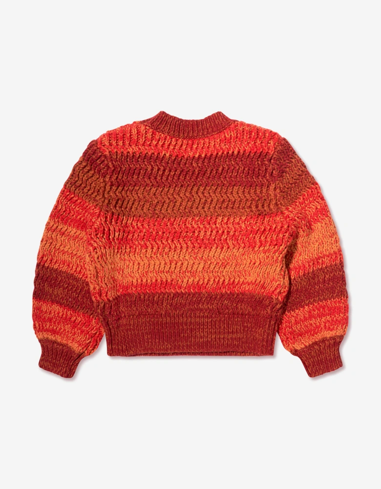Girls Knitted Gradient Jumper in Crimson