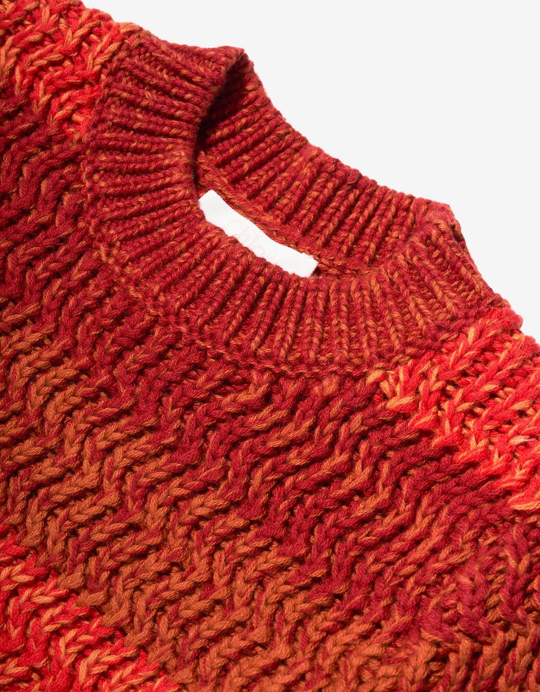 Girls Knitted Gradient Jumper in Crimson