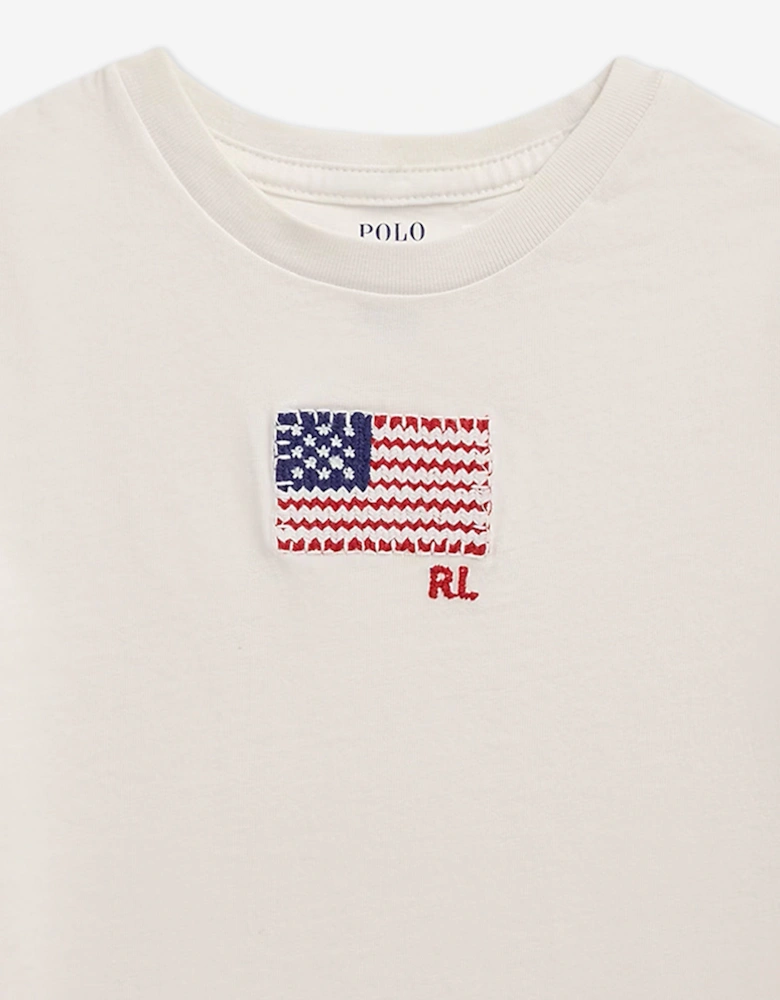 Girls Jersey Flag T-Shirt in White