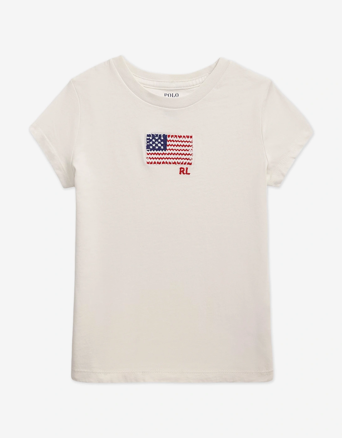 Girls Jersey Flag T-Shirt in White, 5 of 4