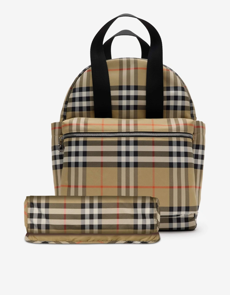 Baby Norwich Check Changing Bag in Beige (41cm)