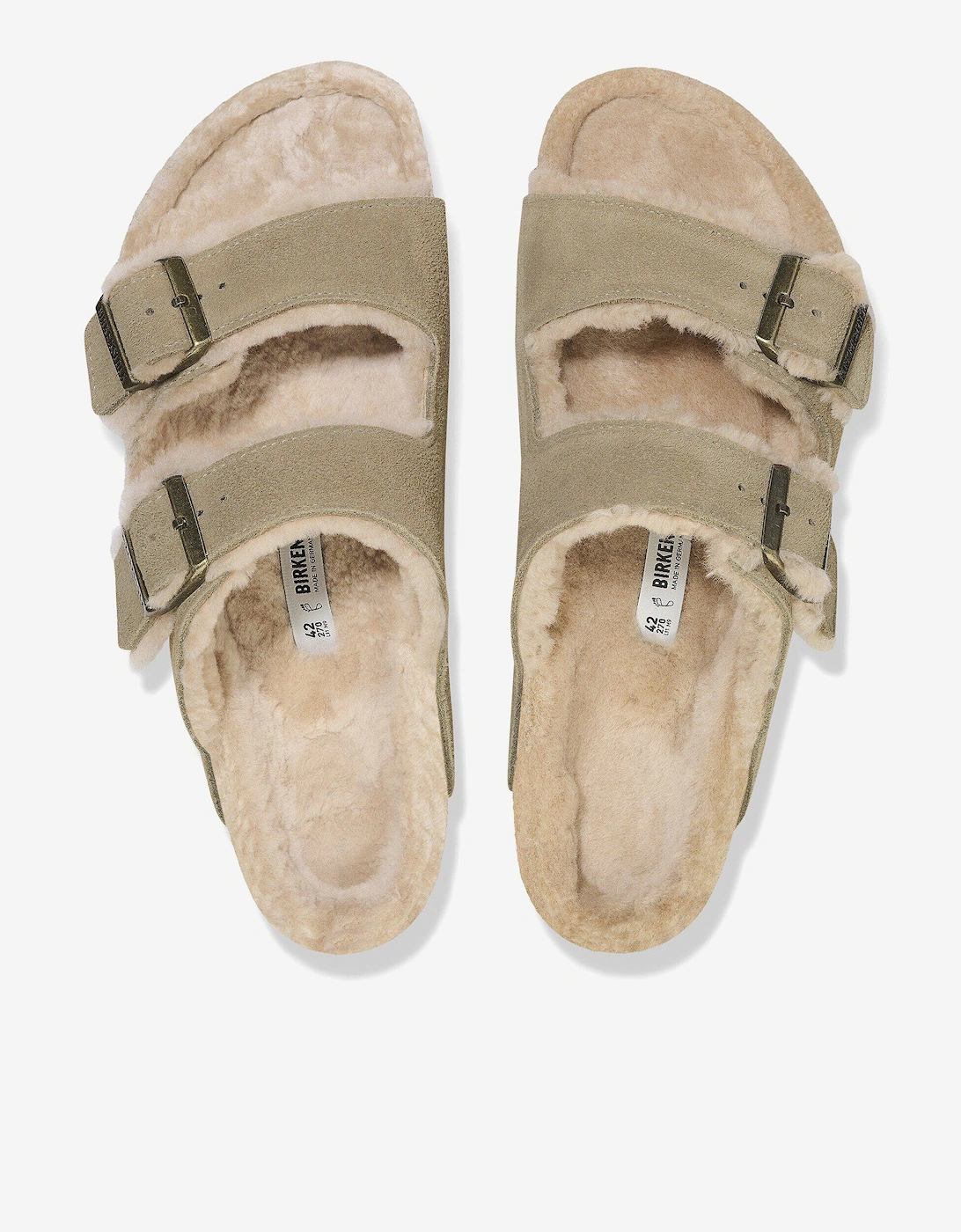 Shearling Suede Sandals in Beige