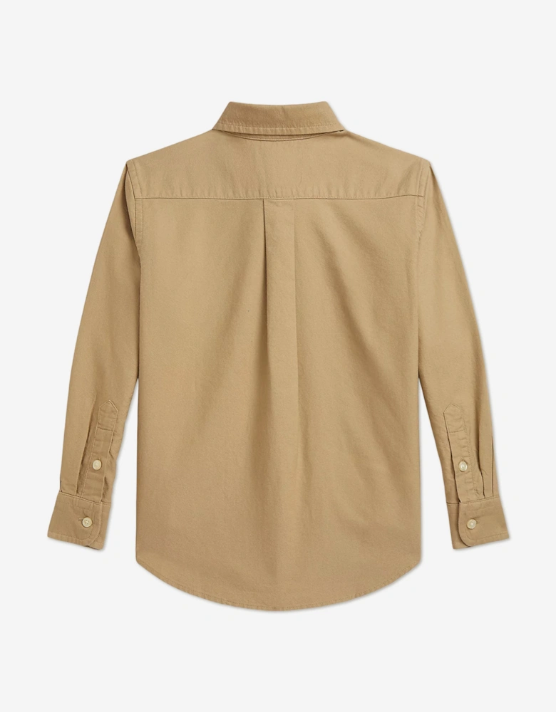 Boys Logo Oxford Shirt in Beige