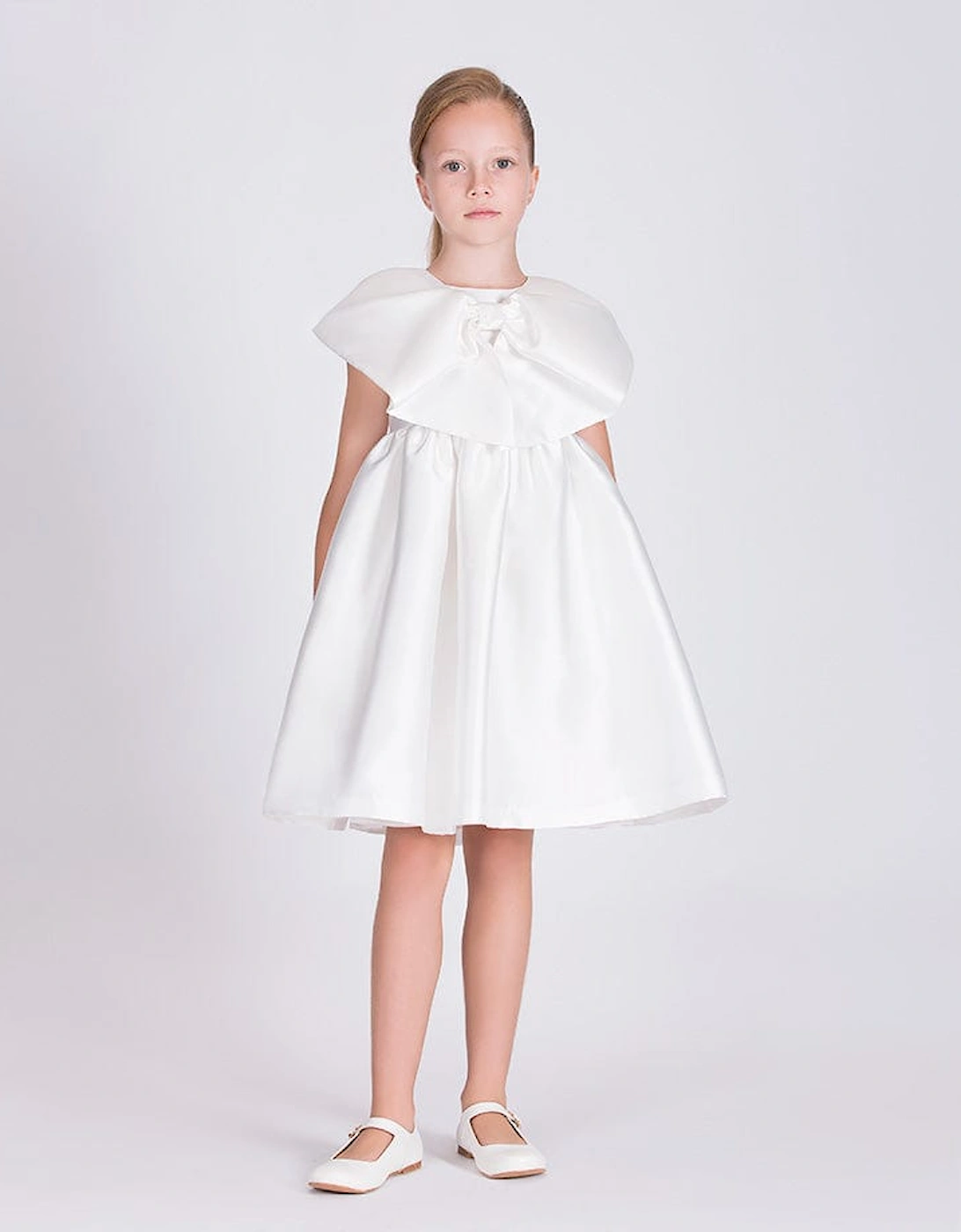Girls Flared Special Occasion Dress With Bolero in White
