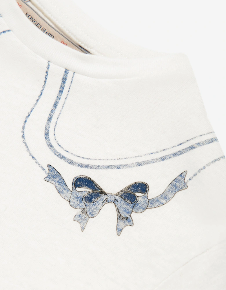 Girls Era Bow Collar T-Shirt in Ivory