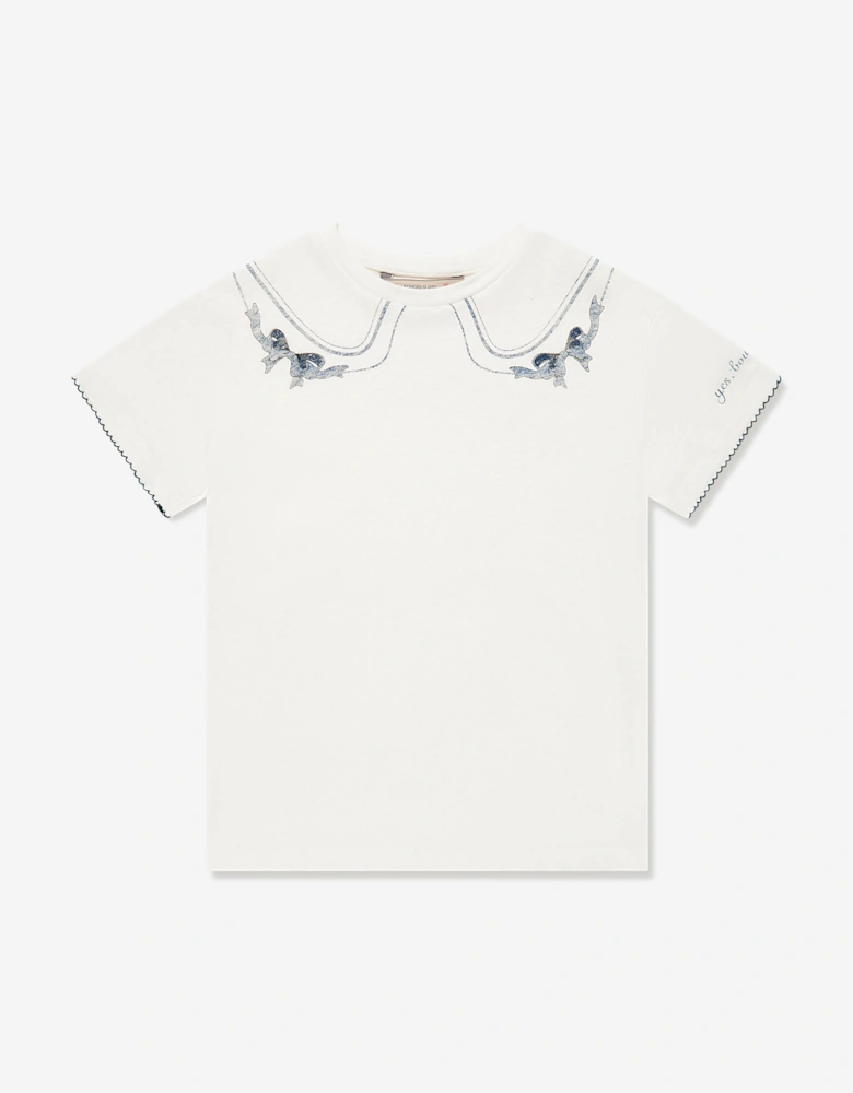 Girls Era Bow Collar T-Shirt in Ivory