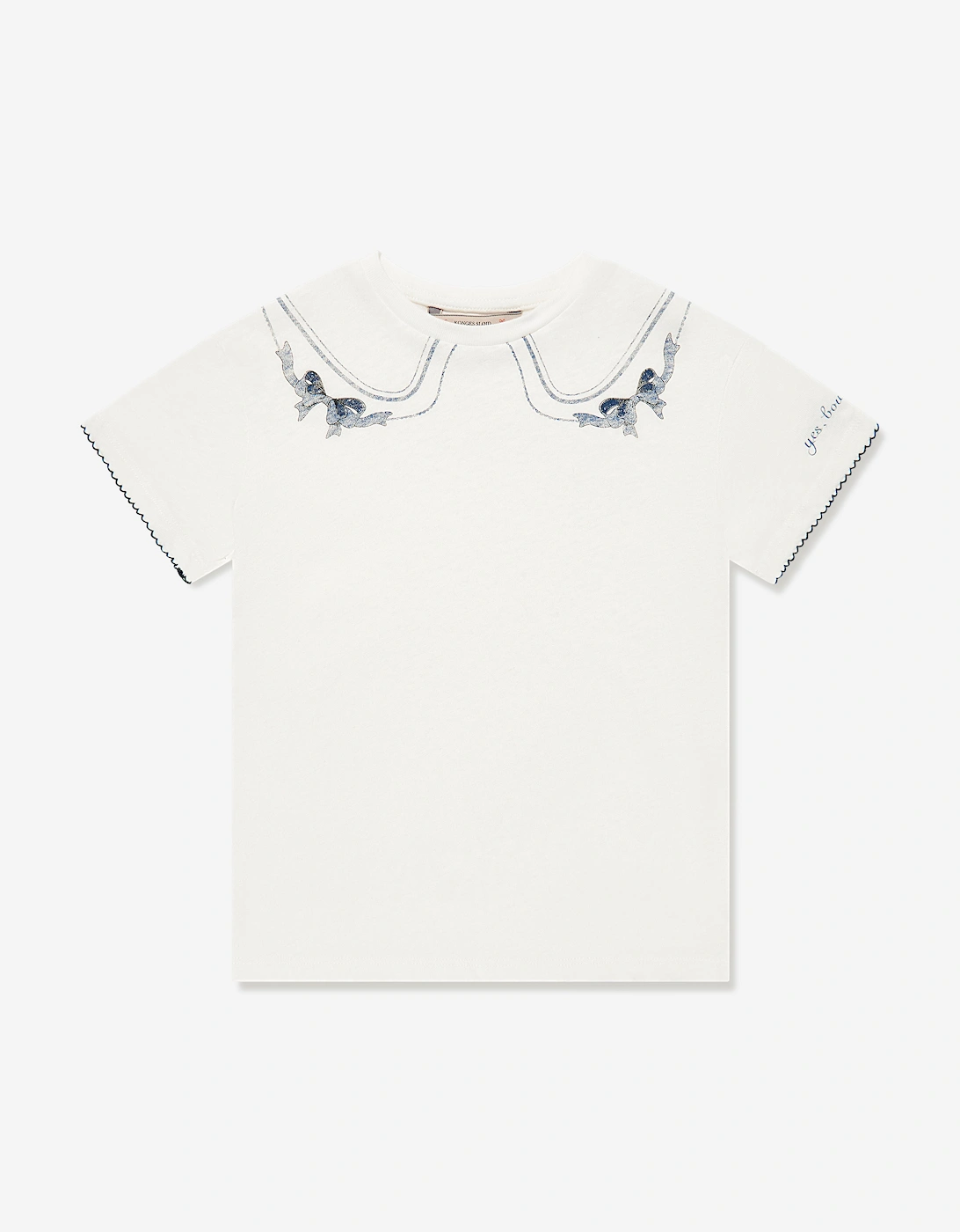Girls Era Bow Collar T-Shirt in Ivory, 5 of 4