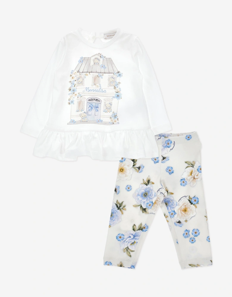 Baby Girls Floral Leggings Set in Blue