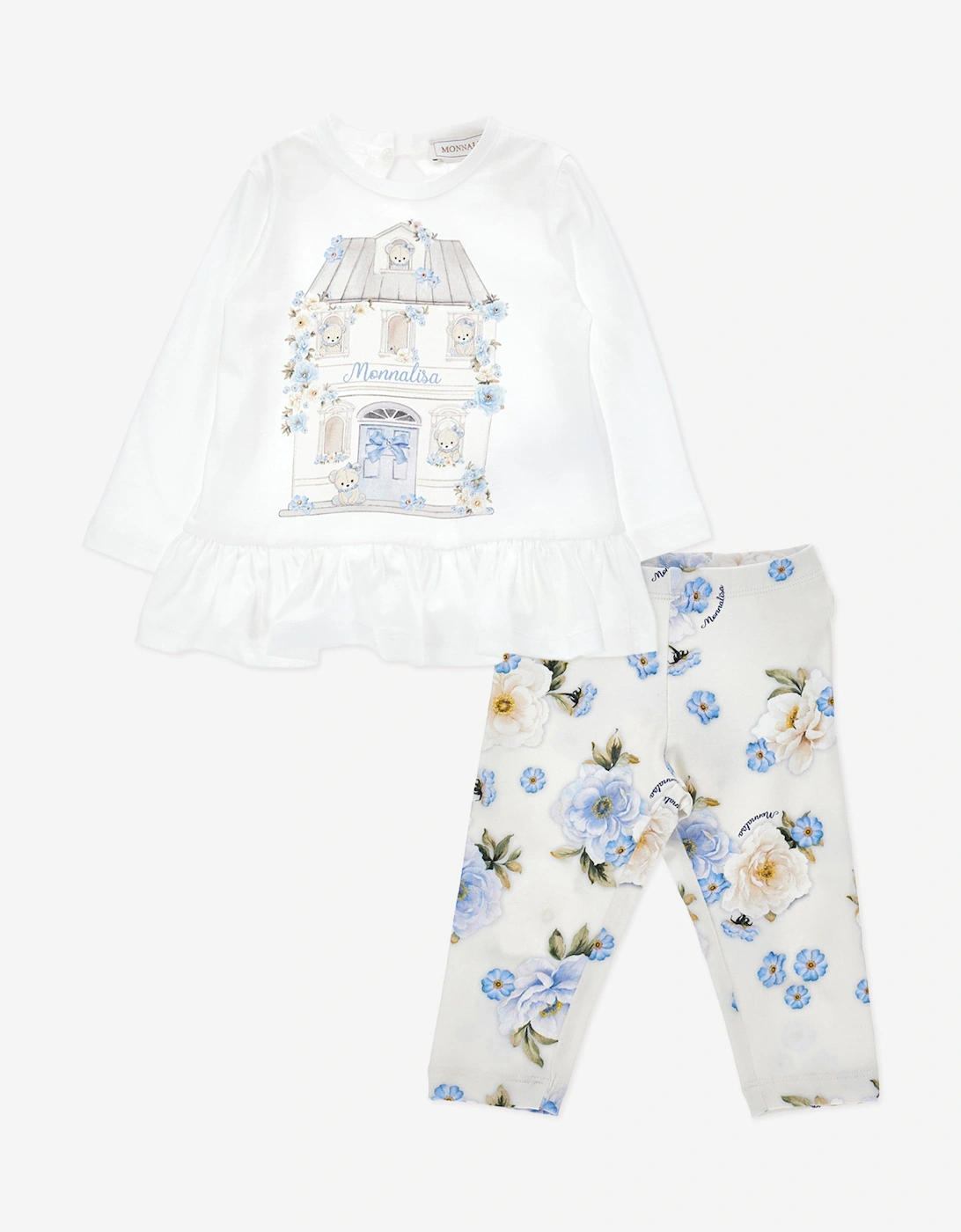 Baby Girls Floral Leggings Set in Blue, 5 of 4