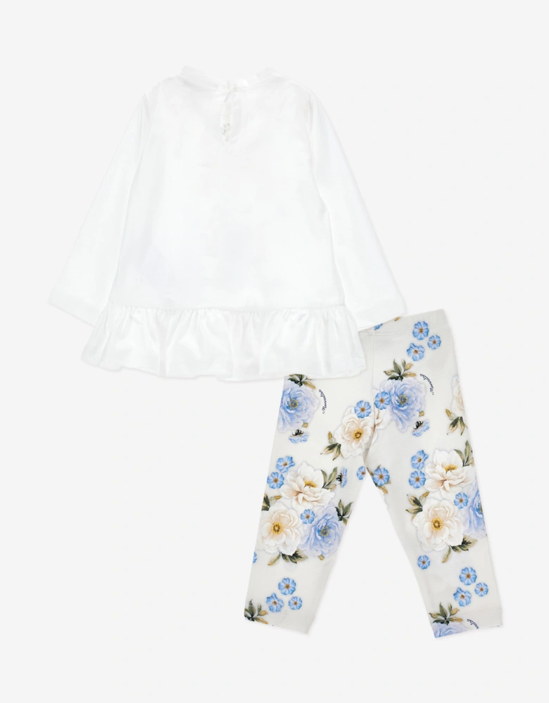 Baby Girls Floral Leggings Set in Blue