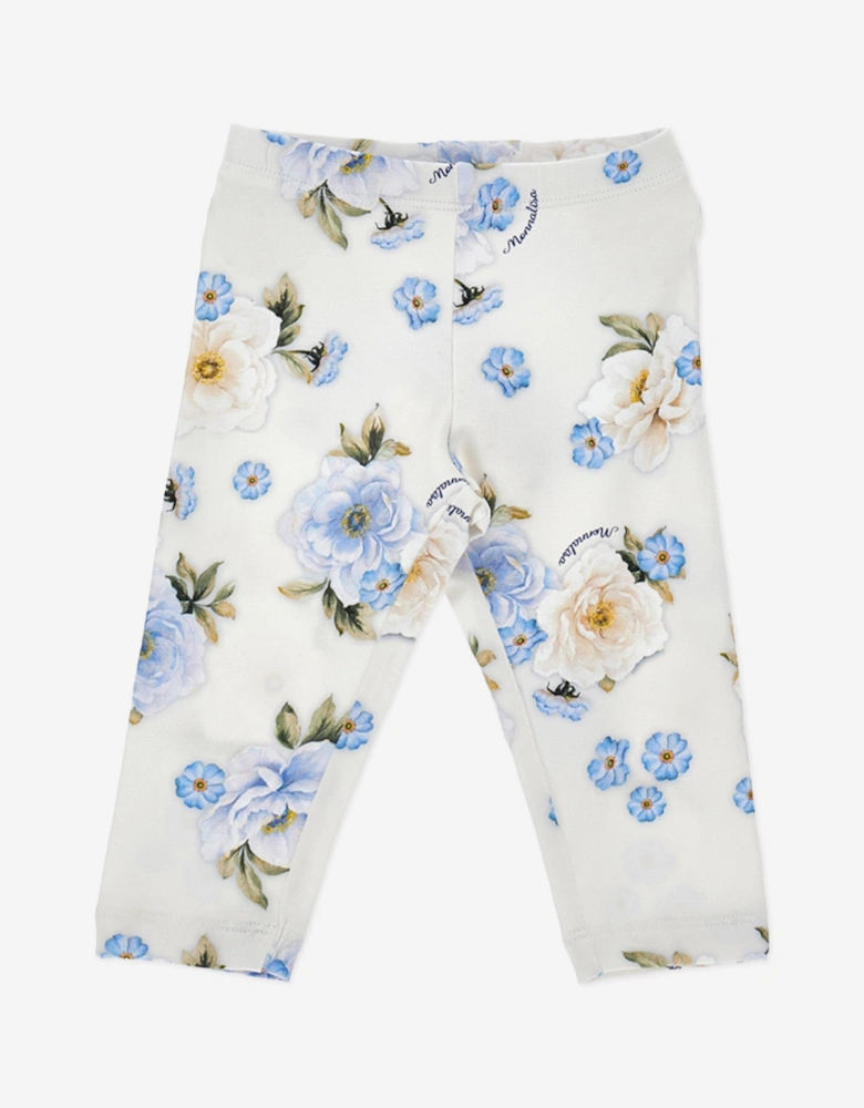 Baby Girls Floral Leggings Set in Blue