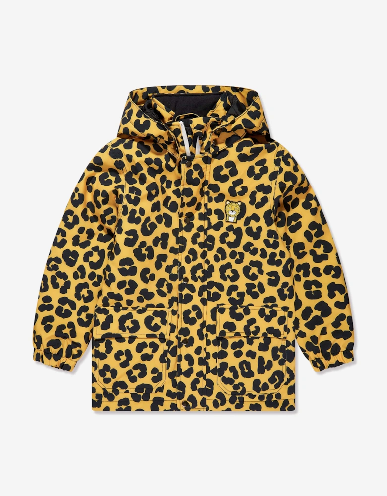 Kids Dash The Leopard Raincoat in Yellow