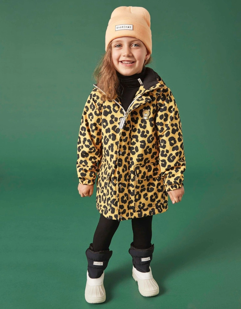 Kids Dash The Leopard Raincoat in Yellow