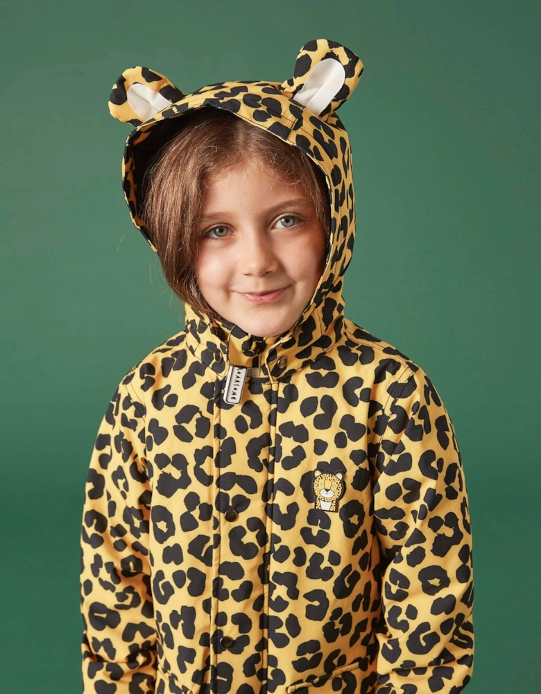 Kids Dash The Leopard Raincoat in Yellow