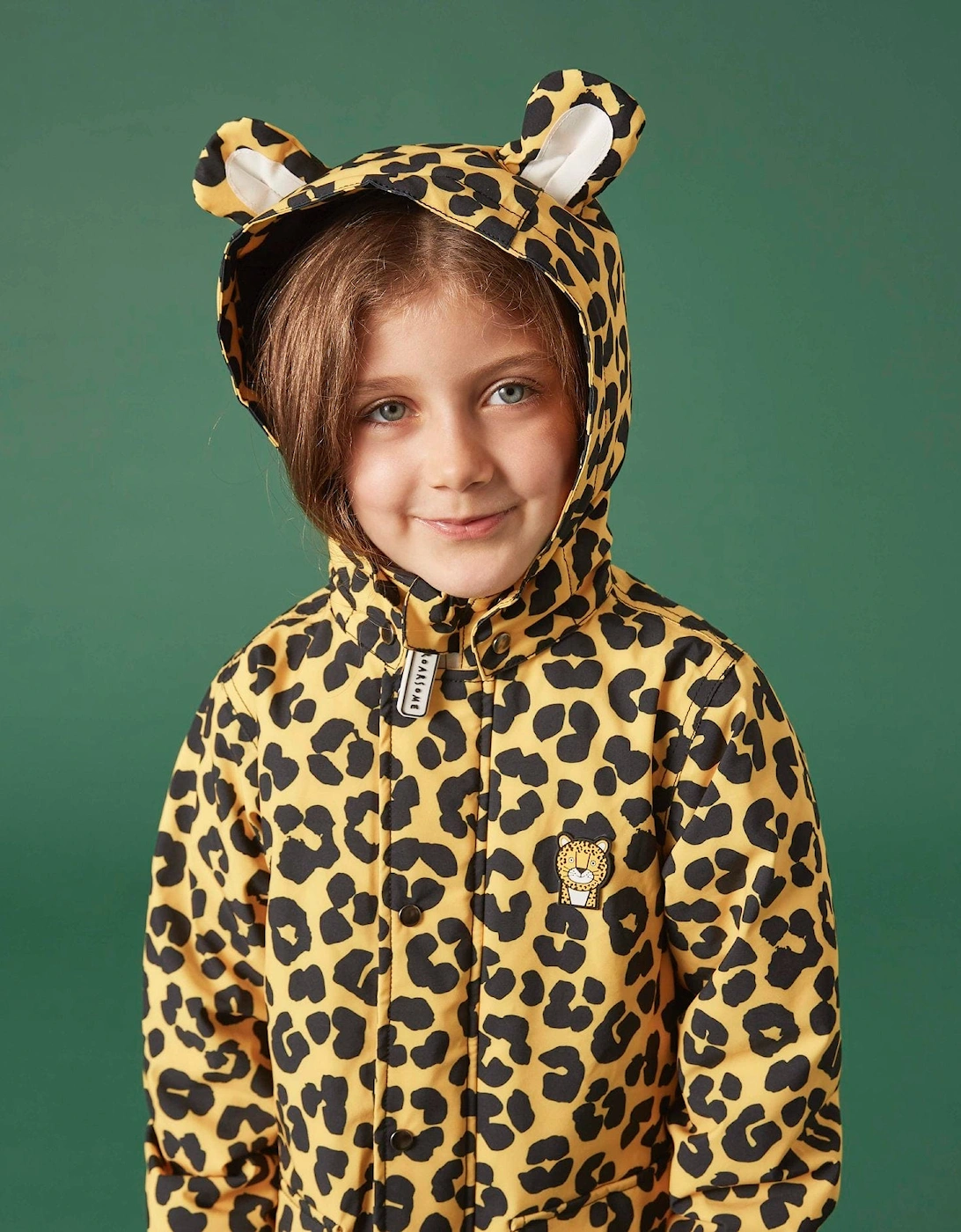 Kids Dash The Leopard Raincoat in Yellow