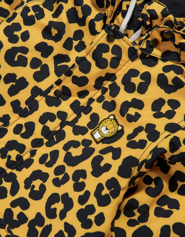 Kids Dash The Leopard Raincoat in Yellow