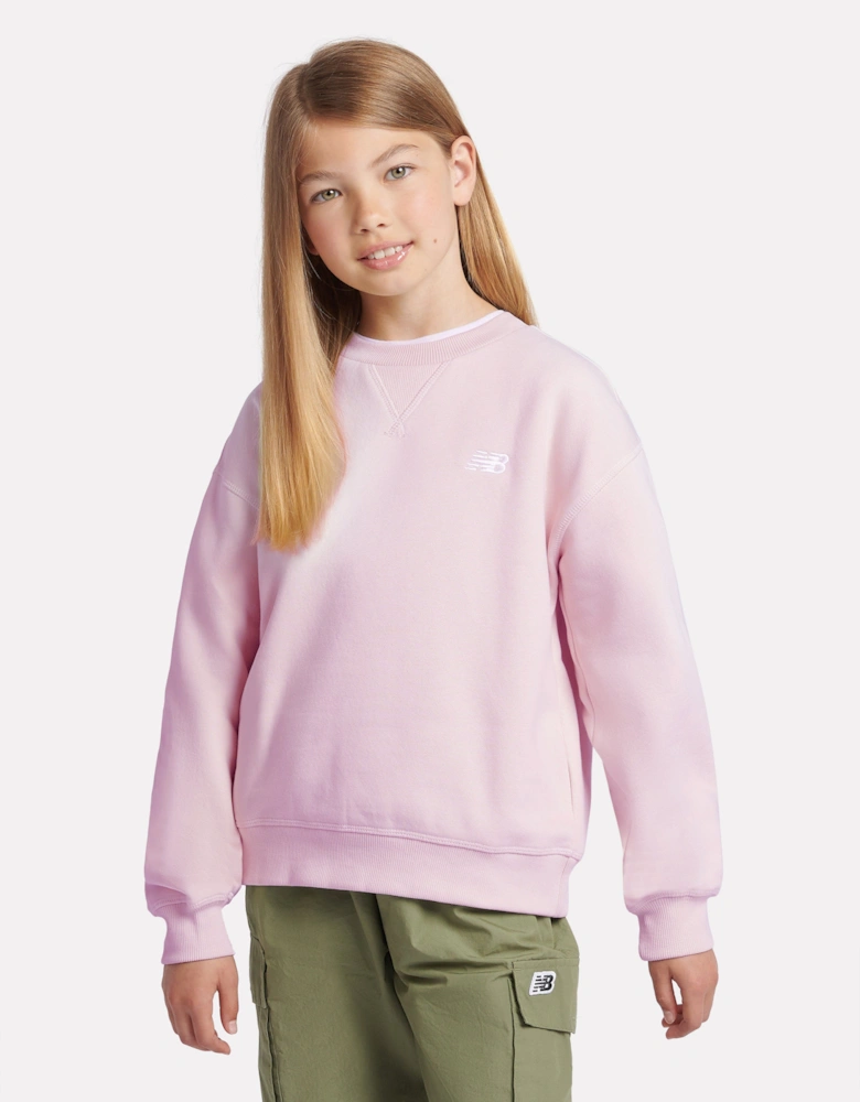 Girls Brush Back Small Logo Sweatshirt in Pink