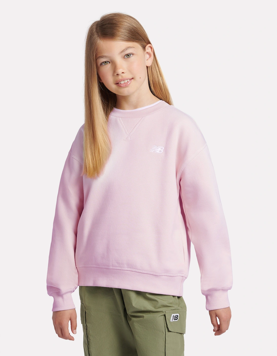 Girls Brush Back Small Logo Sweatshirt in Pink, 5 of 4