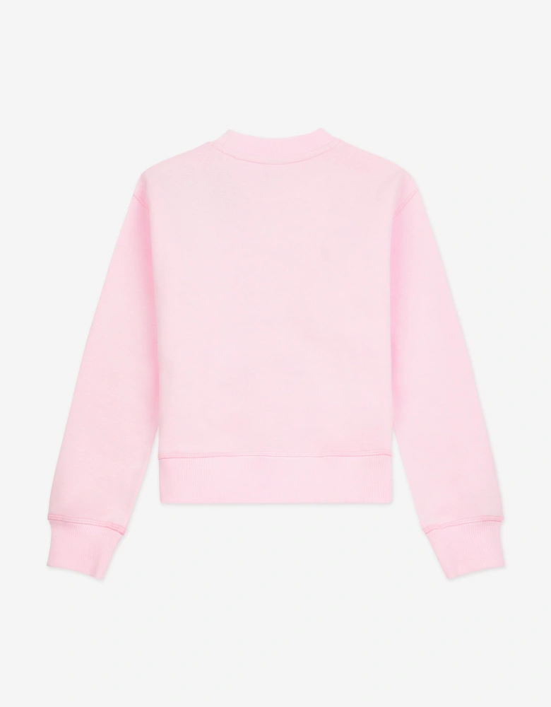 Girls Brush Back Small Logo Sweatshirt in Pink