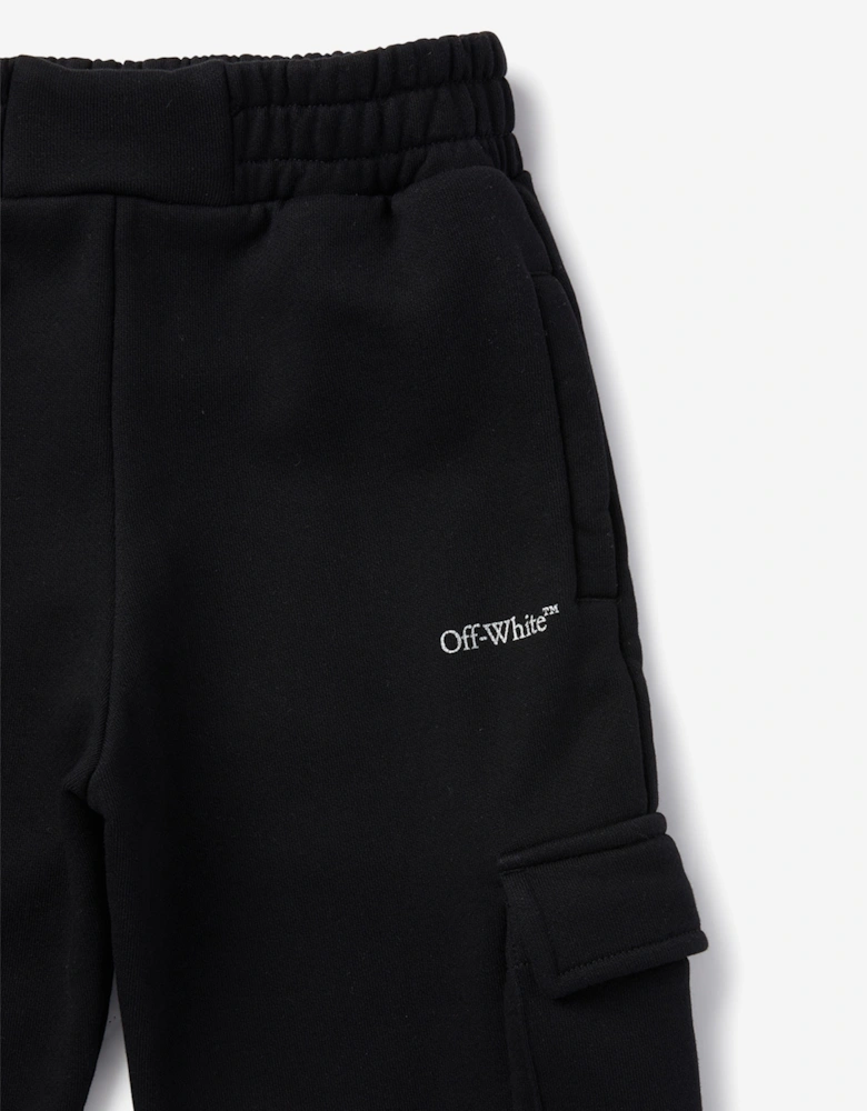 Girls Bookish Cargo Sweatpants in Black