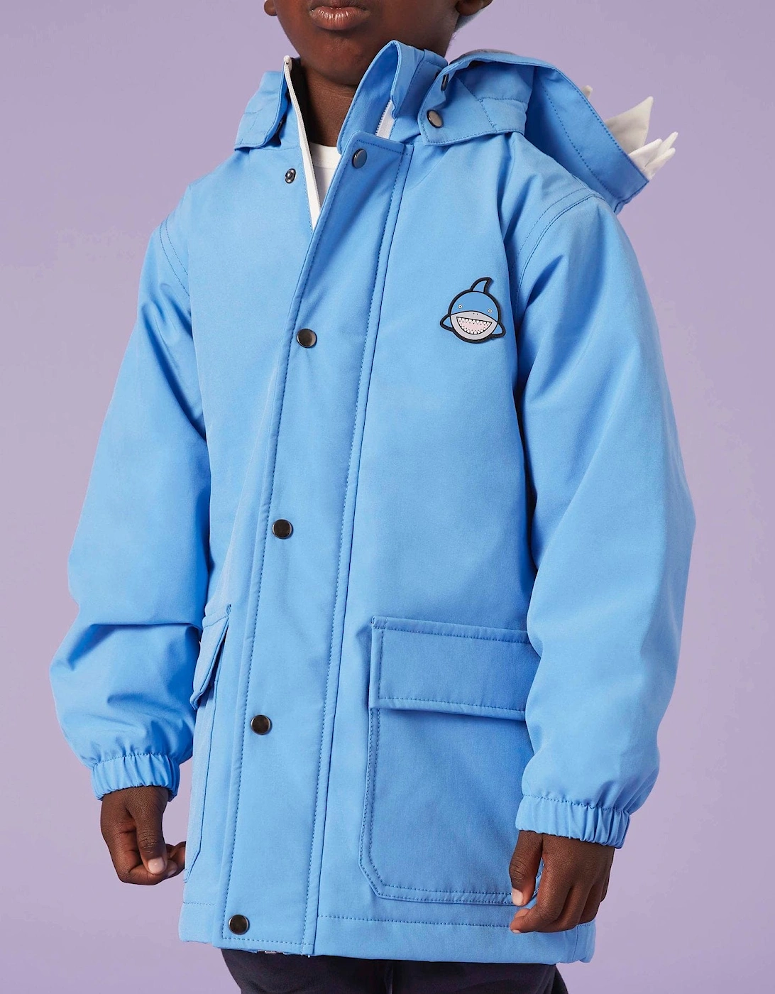 Boys Reef The Shark Waterproof Coat in Blue