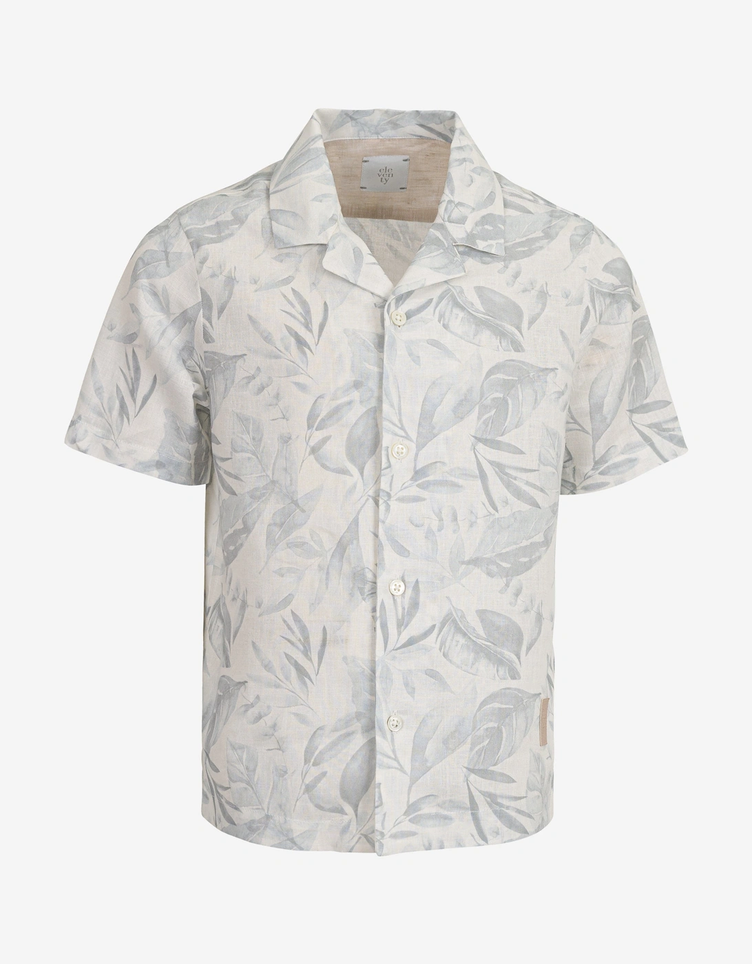 Boys Linen Leaf Print Shirt in Ivory, 5 of 4
