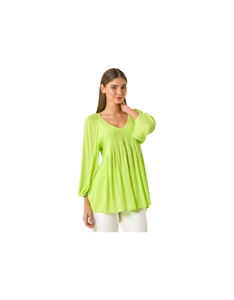 Shirred V-Neck Top