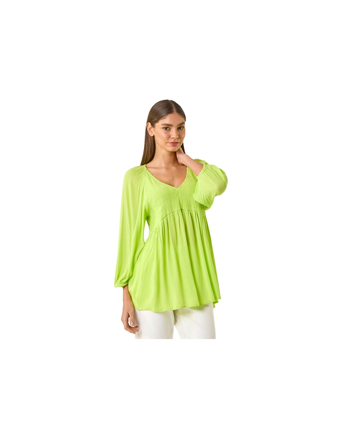 Shirred V-Neck Top, 2 of 1