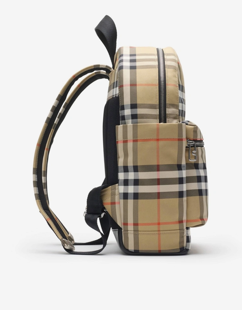 Kids Huey Check Backpack in Beige (23cm)