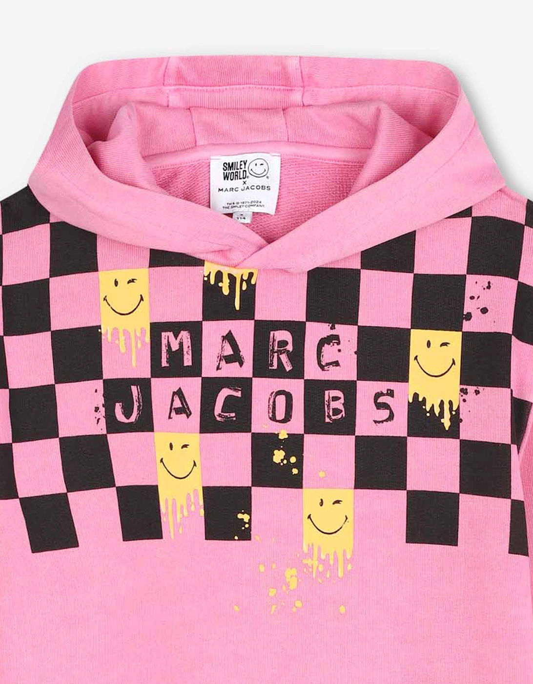 Girls Smiley World Hooded Sweater Dress in Pink