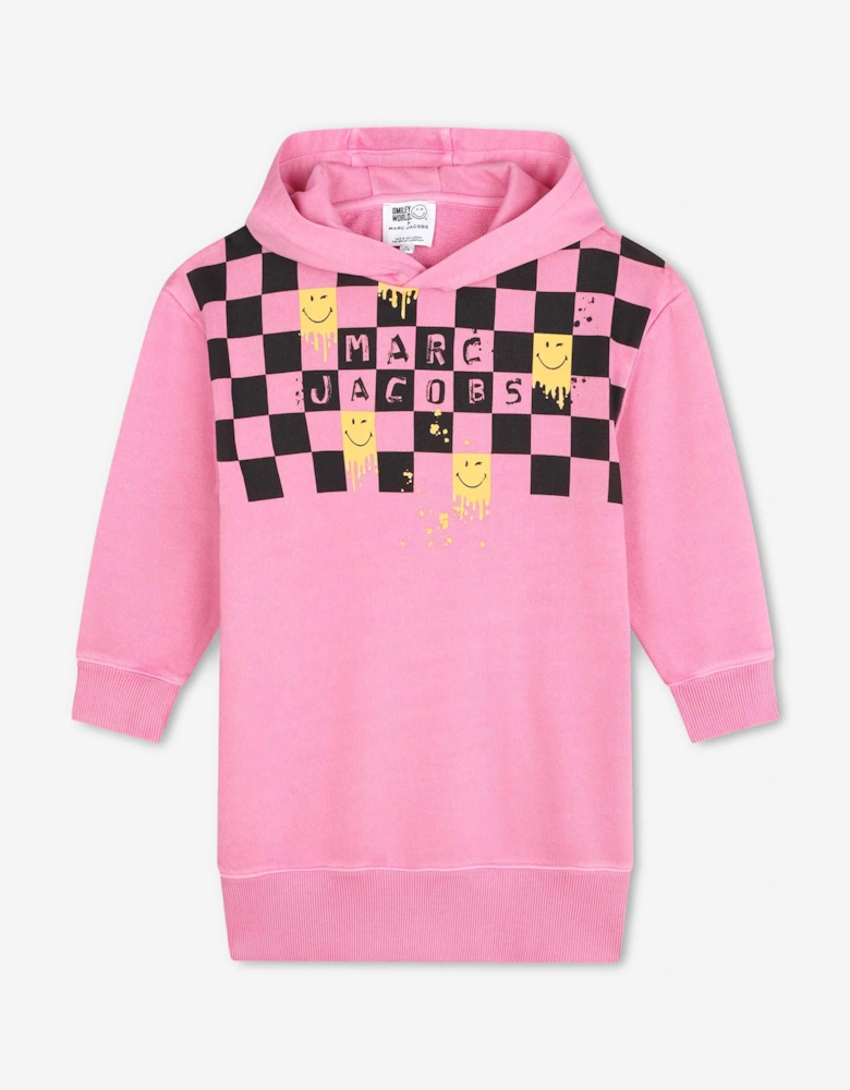 Girls Smiley World Hooded Sweater Dress in Pink