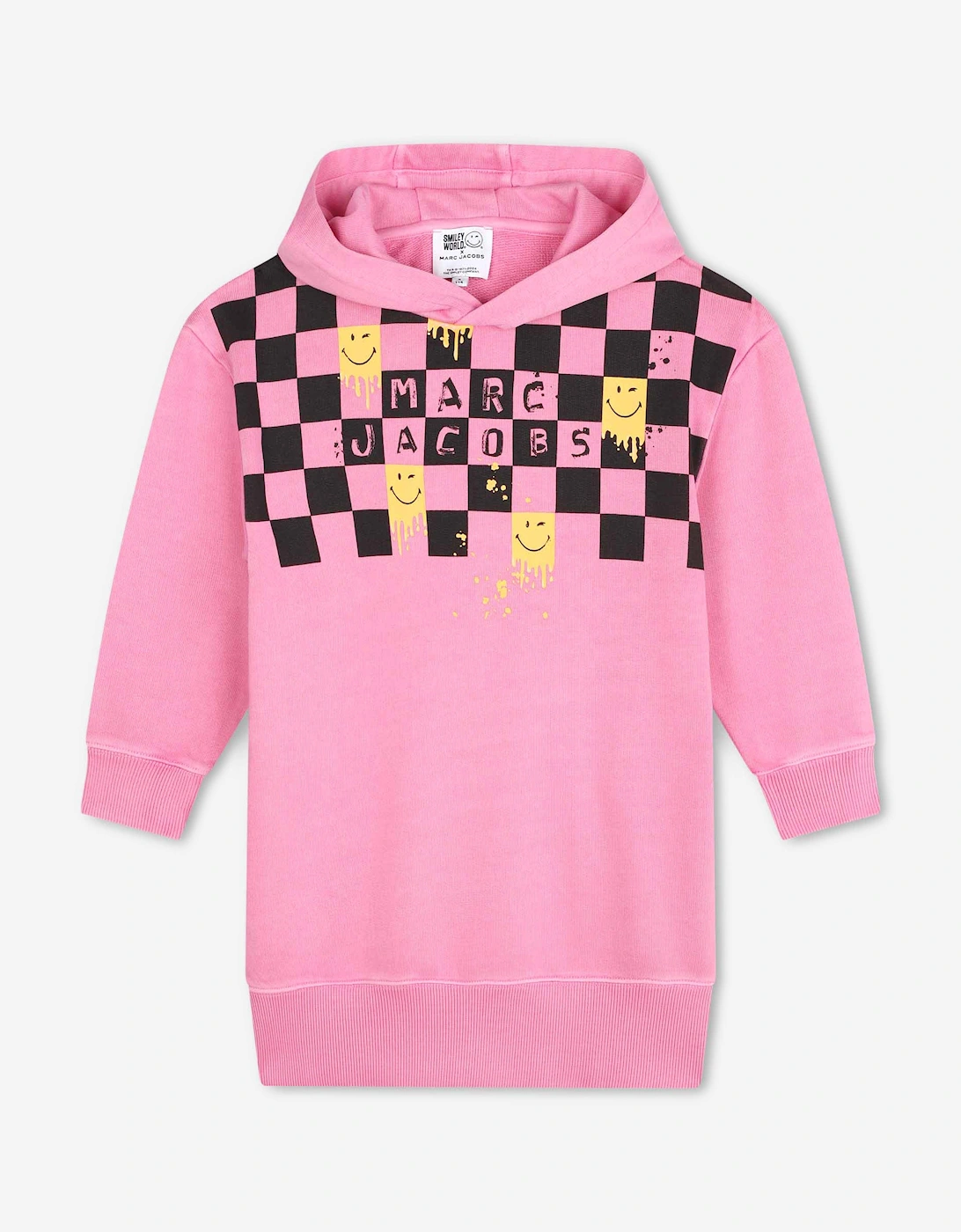 Girls Smiley World Hooded Sweater Dress in Pink, 5 of 4