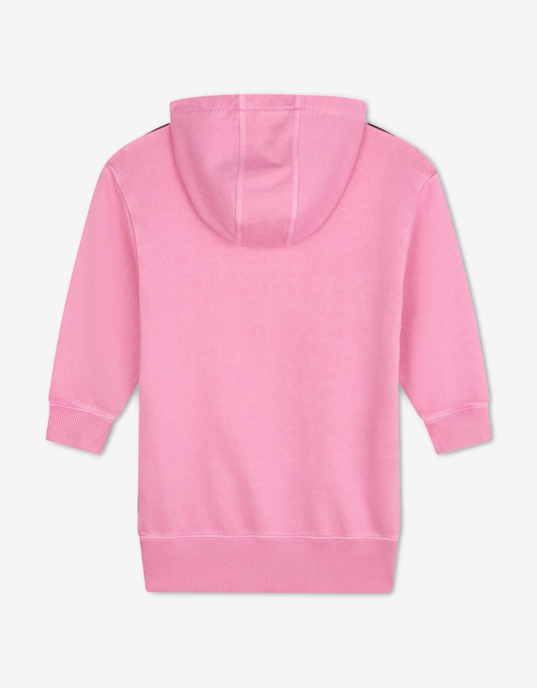 Girls Smiley World Hooded Sweater Dress in Pink
