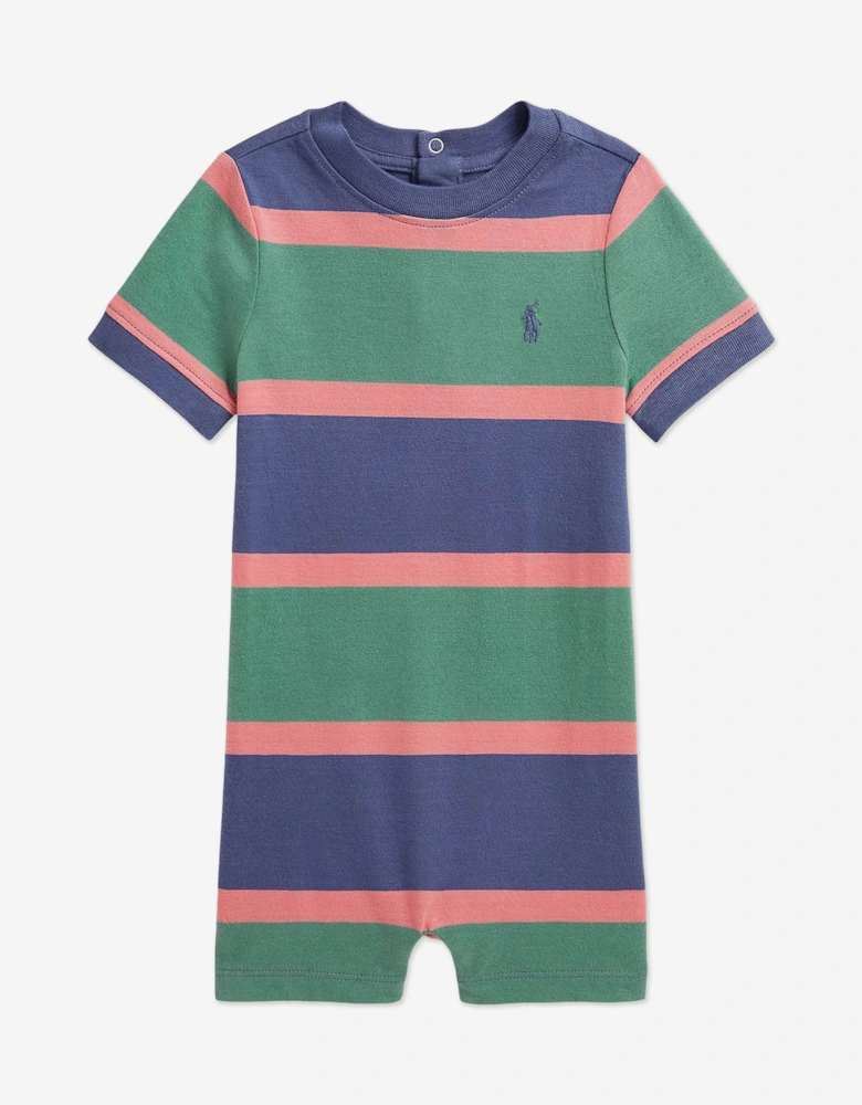 Baby Boys Striped Jersey Romper in Green