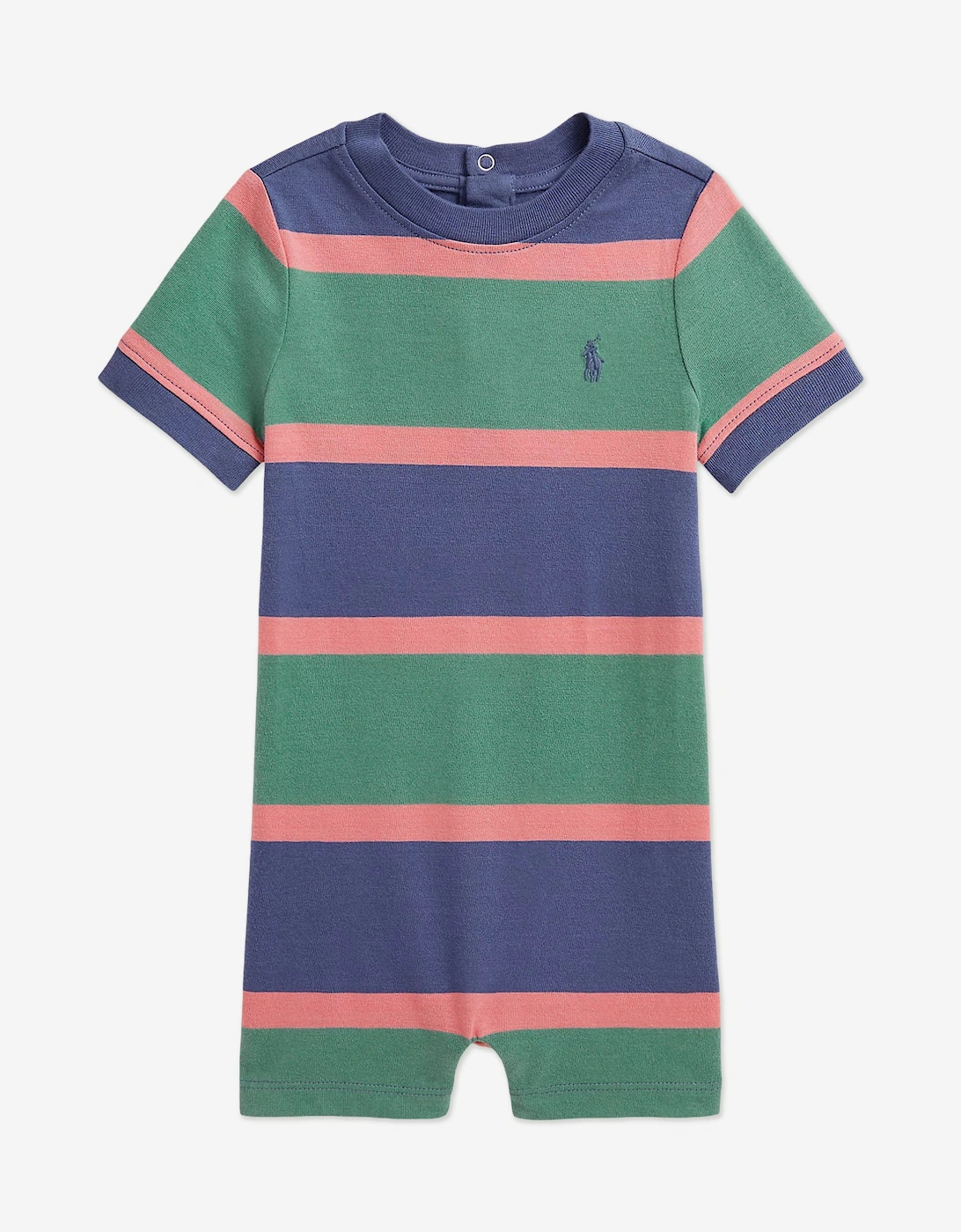 Baby Boys Striped Jersey Romper in Green, 6 of 5