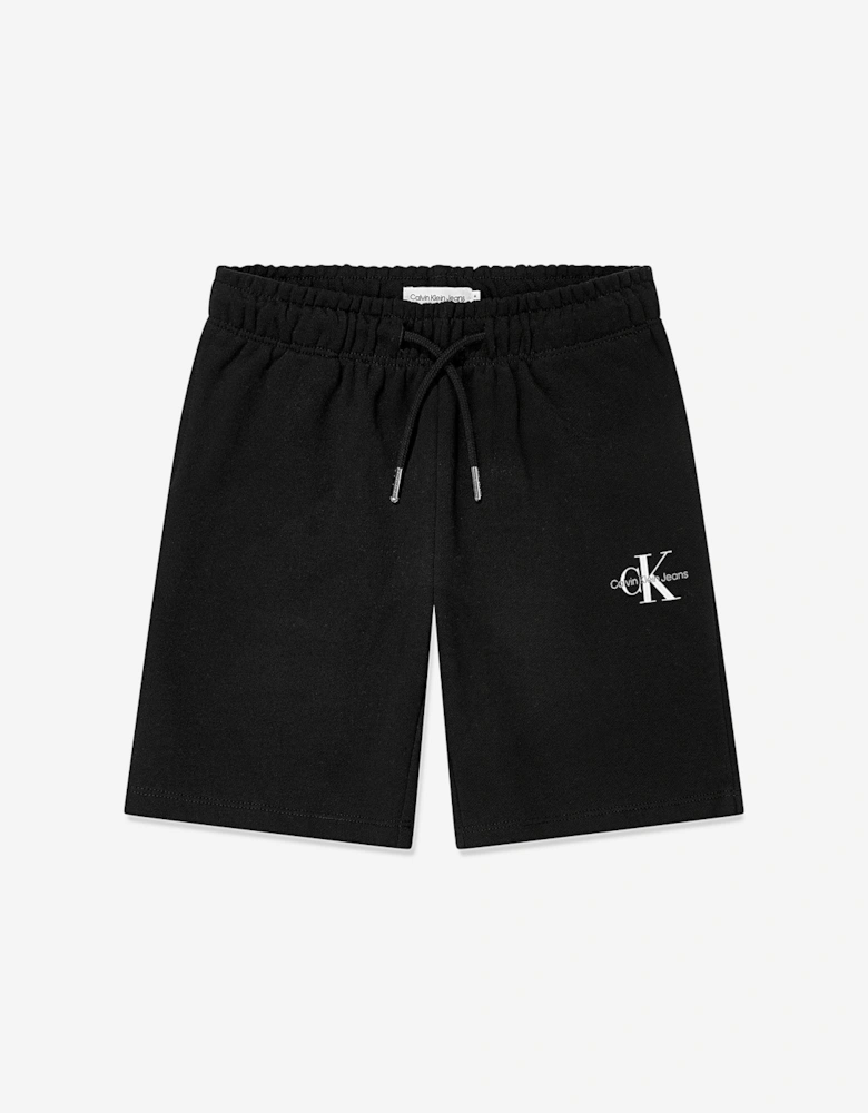 Kids Monogram Relaxed Shorts in Black