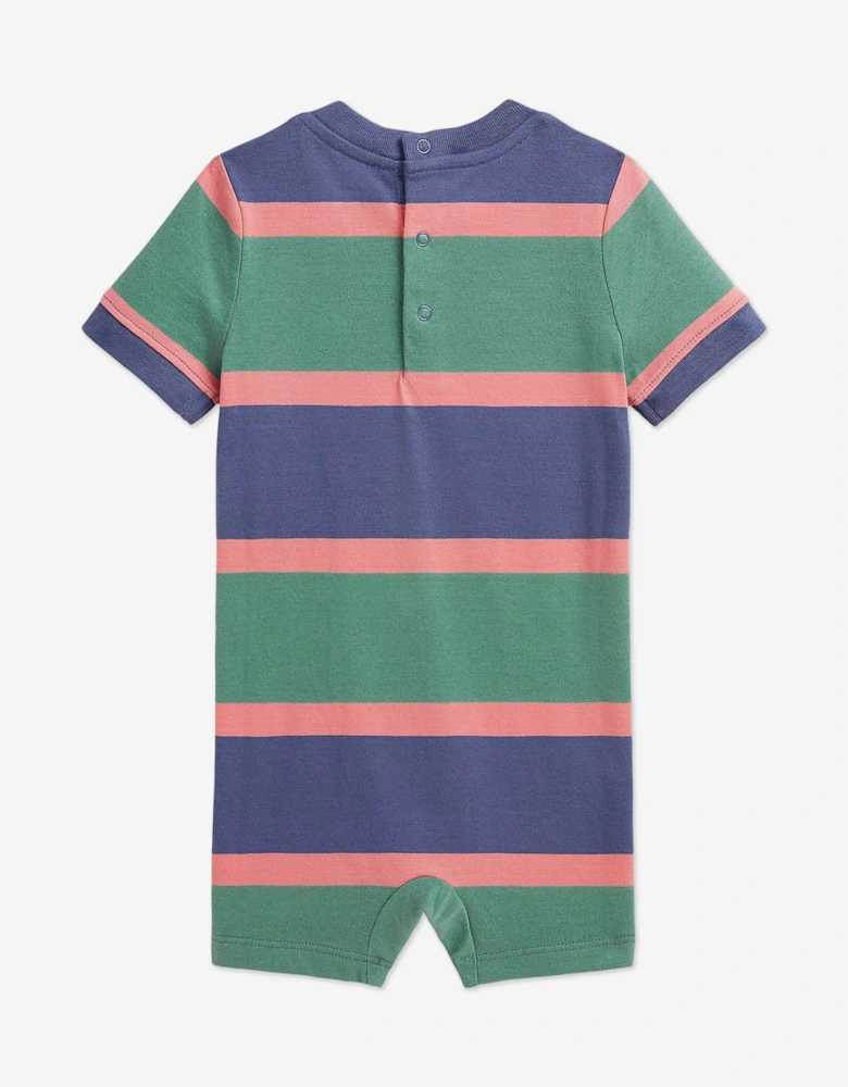 Baby Boys Striped Jersey Romper in Green
